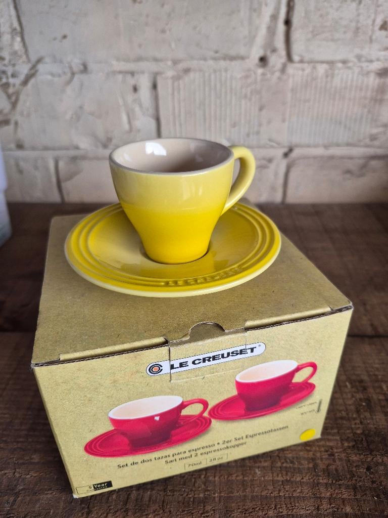 Le creuset - 6 espresso tassen met schoteltje, Overige typen, Geel, Nieuw, Steen/keramiek