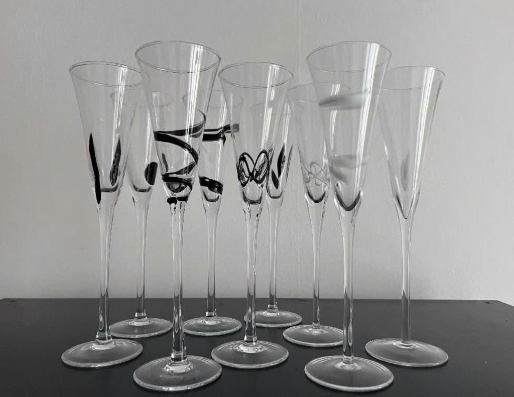 champagneglazen black & white, Verre ou Verres, Comme neuf, Verre, Enlèvement