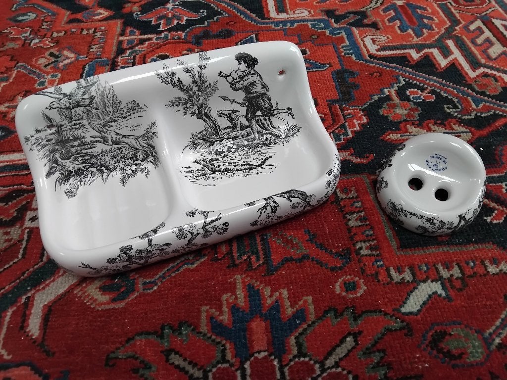 Wastablet + tandenborstelhouder van 'porcelaine de Paris', Ophalen