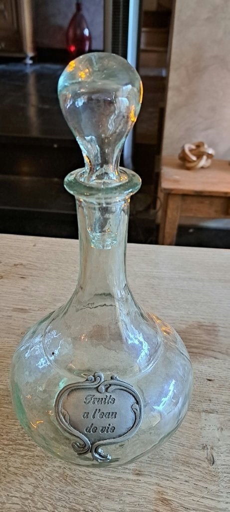 Carafe "Eau de vie" avec étiquette en étain, Enlèvement ou Envoi