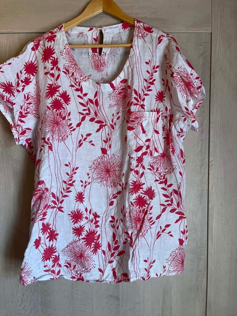 shirt blousje linnen paprika wit rood maat48-50, Kleding | Dames, Paprika, Gedragen, Rood, Shirt of Top