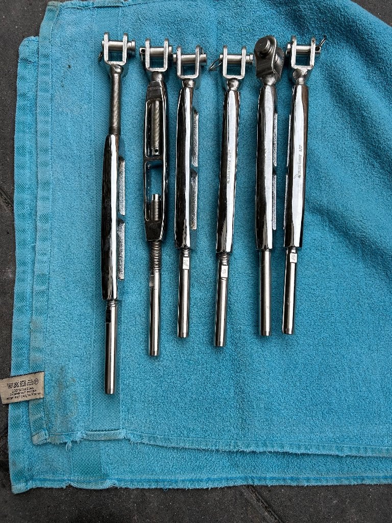 TK:6x Tendeur de perruque en acier inoxydable Blue Wave, ½ p, Enlèvement ou Envoi, Comme neuf, Voilier