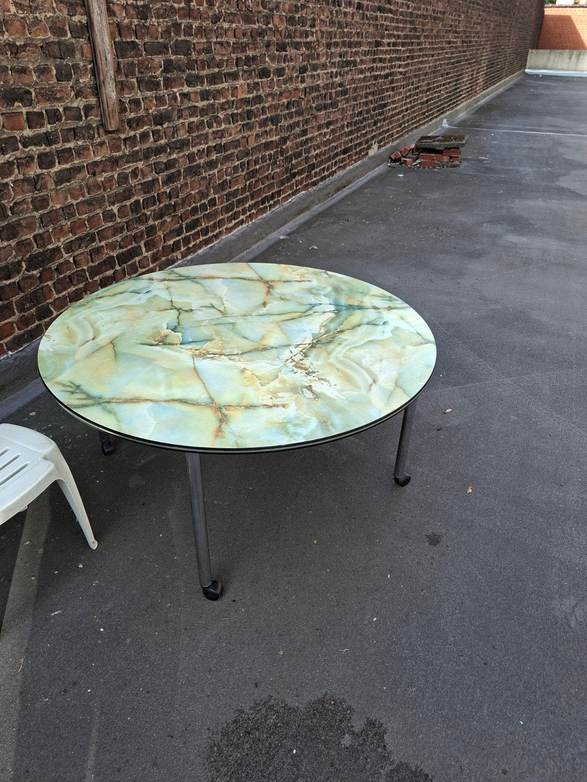 tables rondes pour salon marocain., Teck, 100 à 150 cm, Cinq personnes ou plus, Rond