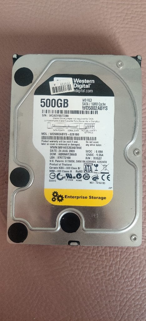 Western digital sata 500GB, Ophalen, SATA, Zo goed als nieuw, WD (Western Digital)