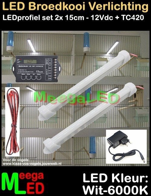 LED profiel TC420 SET 2x 15cm WIT Broedkooi Kweekkooi, Ophalen of Verzenden, Nieuw, Aluminium, Broedkooi of Kweekkooi