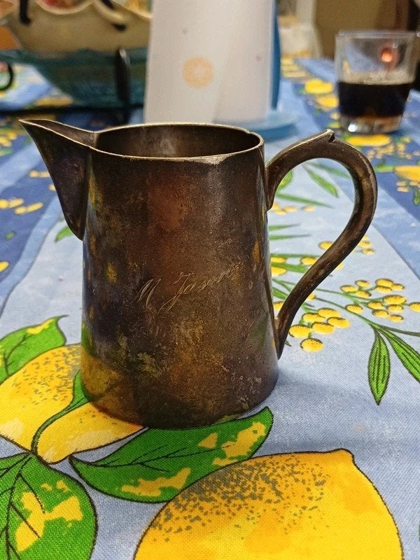 Christofle antieke verzilverde melkkan - gestempeld, Verzenden, Zilver