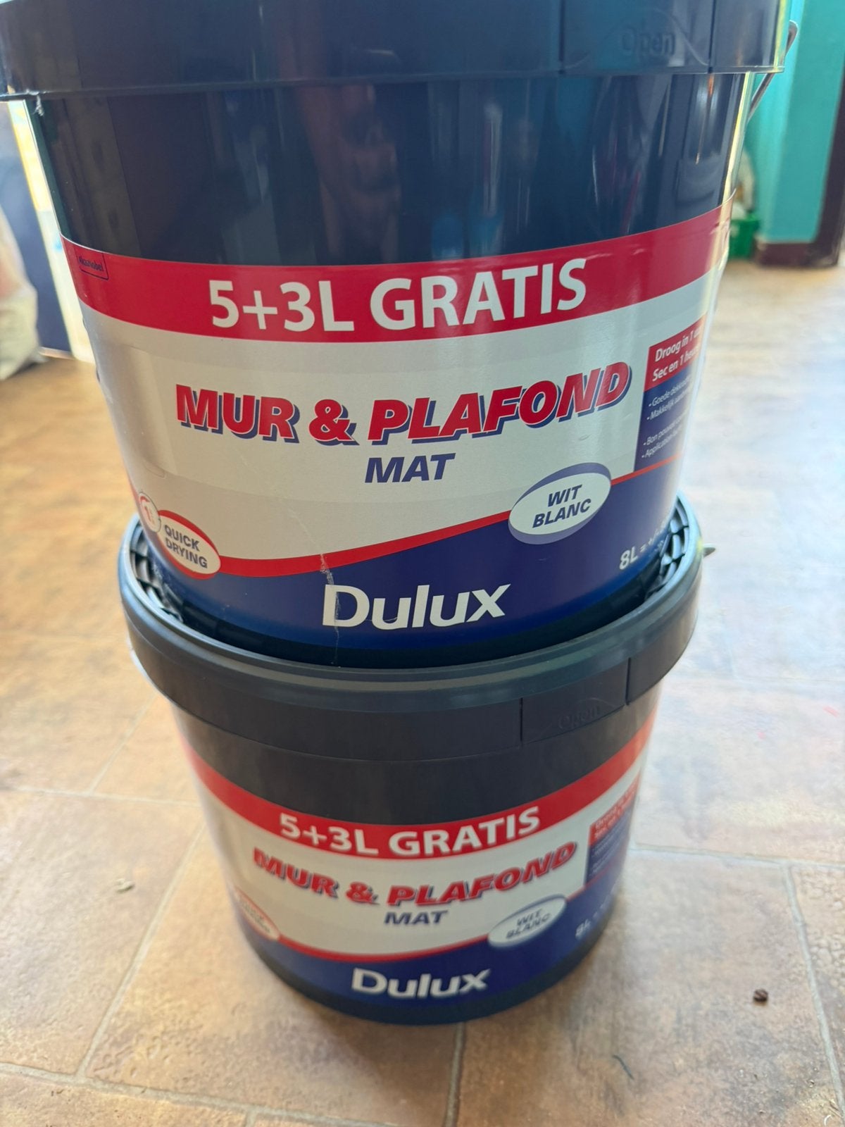 Verf te koop + 2 potten GRATIS, Ophalen, Wit, Nieuw, Verf