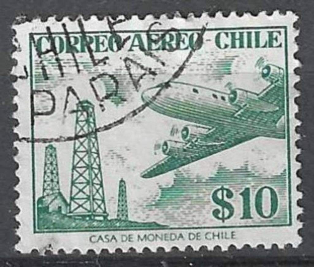 Chili 1956/1957 - Yvert 169PA - Vliegtuig en Petroleum (ST), Verzenden, Gestempeld
