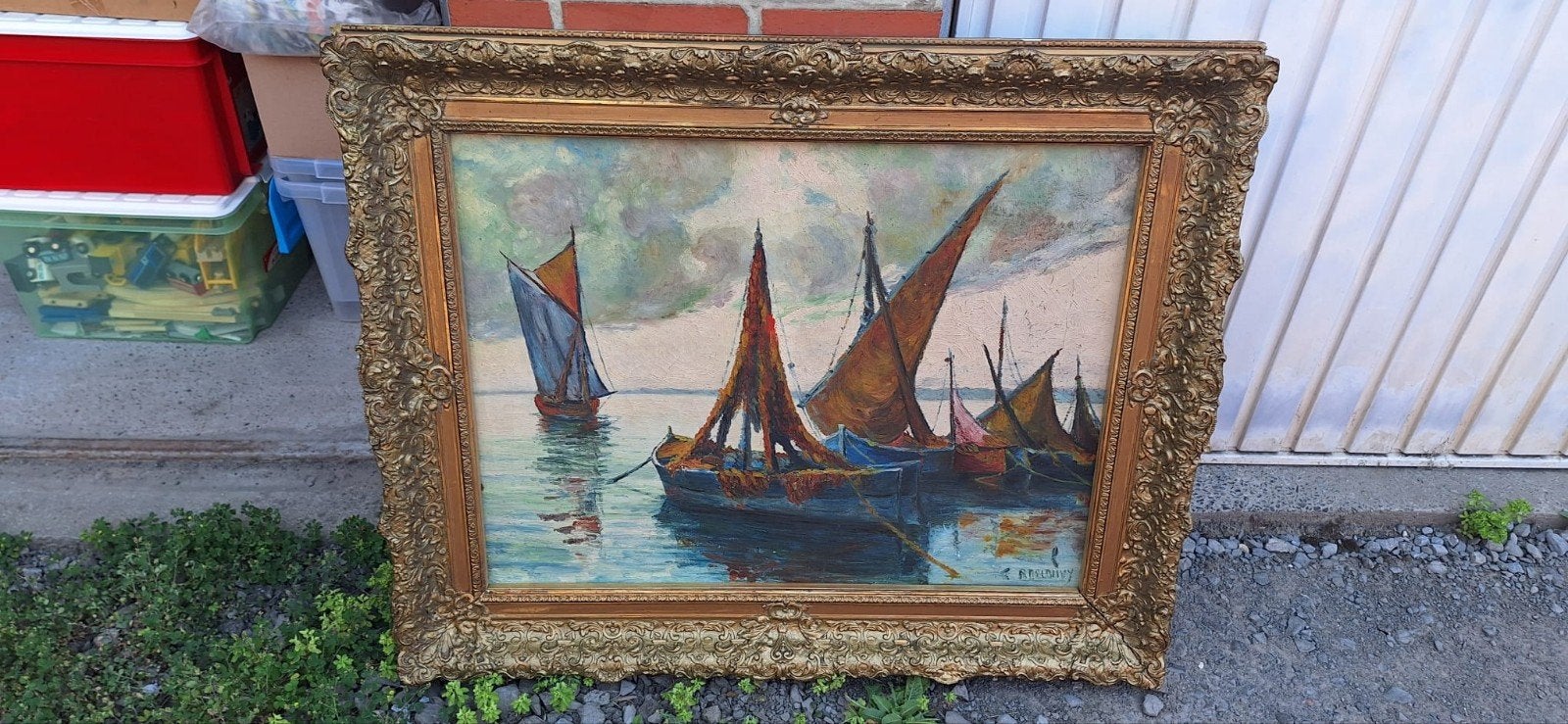 splendide grande peinture dans un magnifique encadrement, Antiquités & Art, Enlèvement