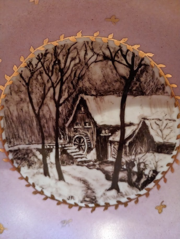 Assiette Bavaria  — Scène d'hiver peinte à la main, Enlèvement ou Envoi