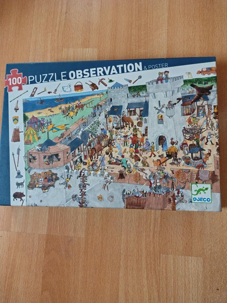 puzzel djeco zoekpuzzel observation 100 stuks xl, Hobby en Vrije tijd, Ophalen of Verzenden, Minder dan 500 stukjes, Gebruikt