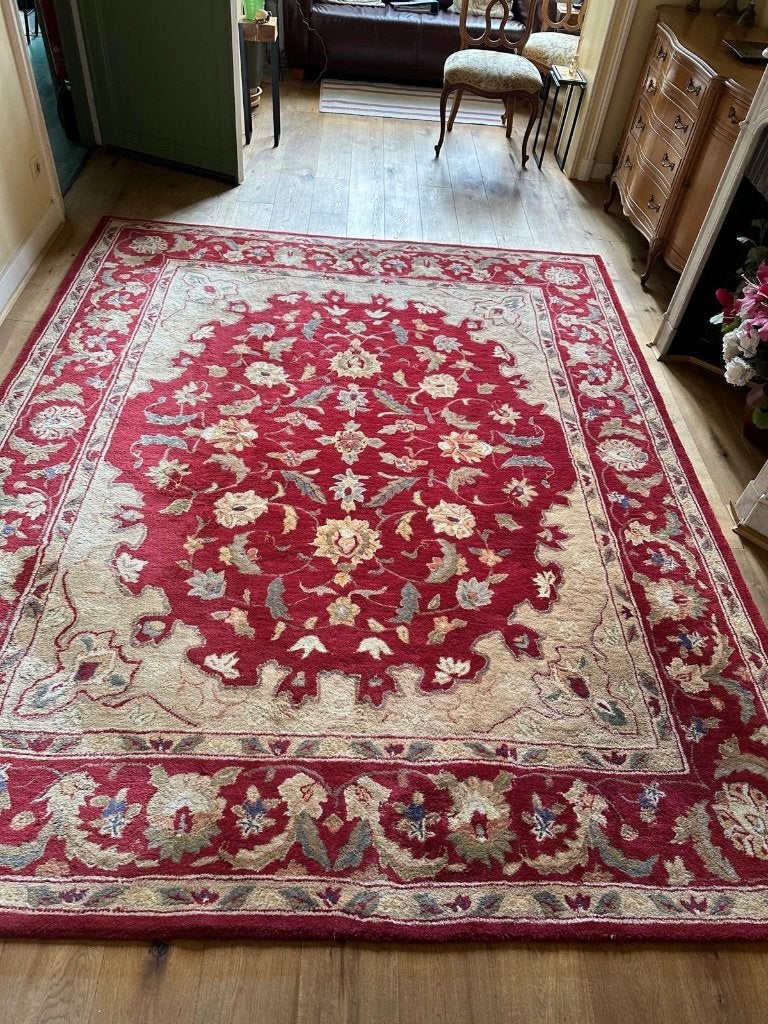 Tapis classique rouge et beige, Maison & Meubles, 200 cm ou plus, Rouge, Comme neuf, Enlèvement