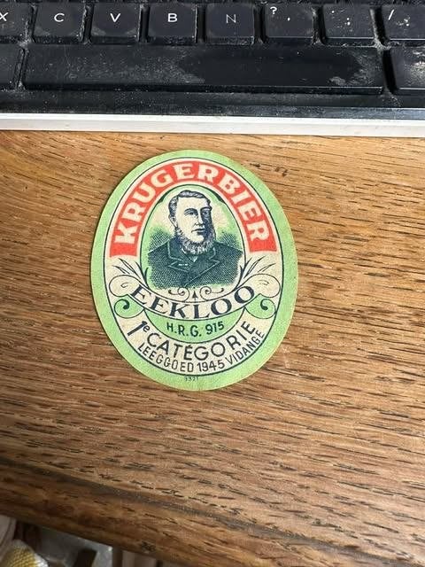 kruger bier etiket label Eekloo 1e categoruie, Enlèvement ou Envoi, Comme neuf, Autres types, Autres marques