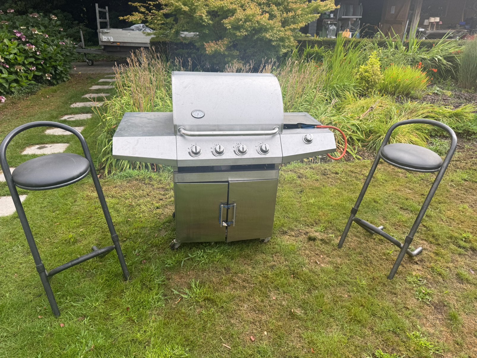 Gas bbq met kook pit, Tuin en Terras, Ophalen, Zo goed als nieuw
