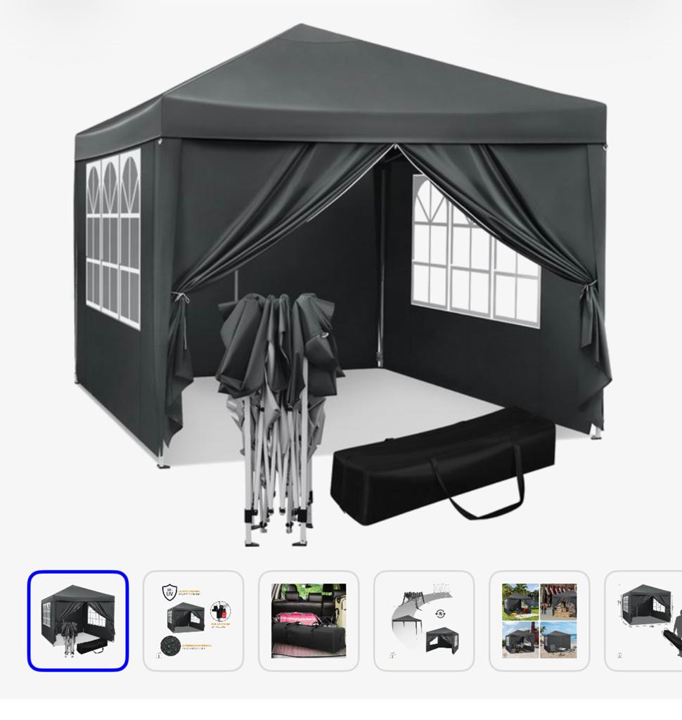 Partytent NIEUW!! Antraciet.  3x3 m, Tuin en Terras, Partytenten, Ophalen, Zo goed als nieuw, Partytent