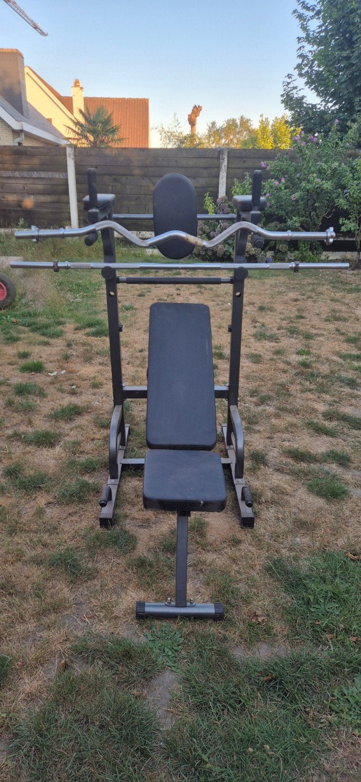 Fitnestoestel met 100KG gewichten, Enlèvement, Comme neuf, Bras, Banc d'exercice