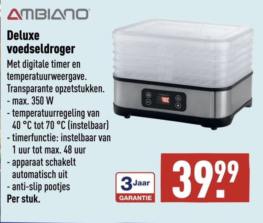 Abiano voedseldrooger nieuw, Enlèvement