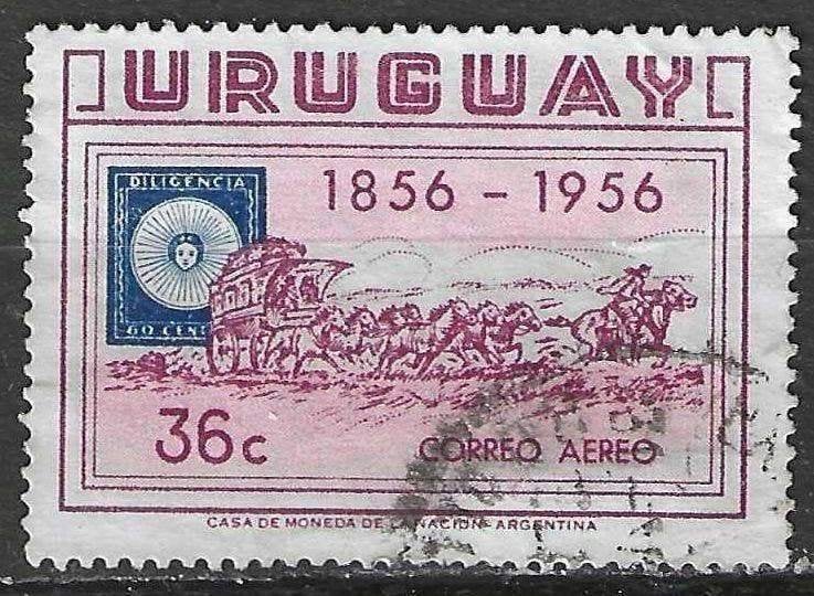 Uruguay 1956 - Yvert 152PA - Centenaire du timbre (ST), Timbres & Monnaies, Envoi, Affranchi