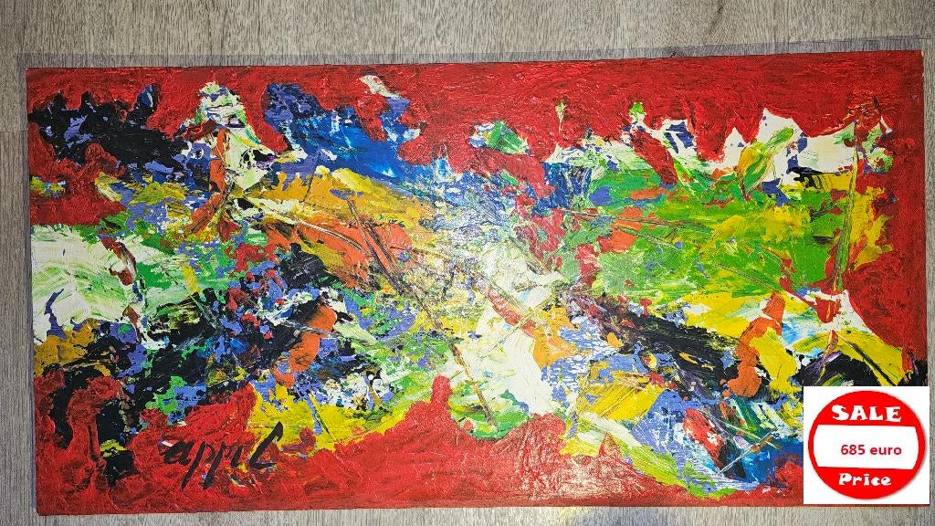 Groot olie werk van Karel Appel  Uniek werk, Ophalen