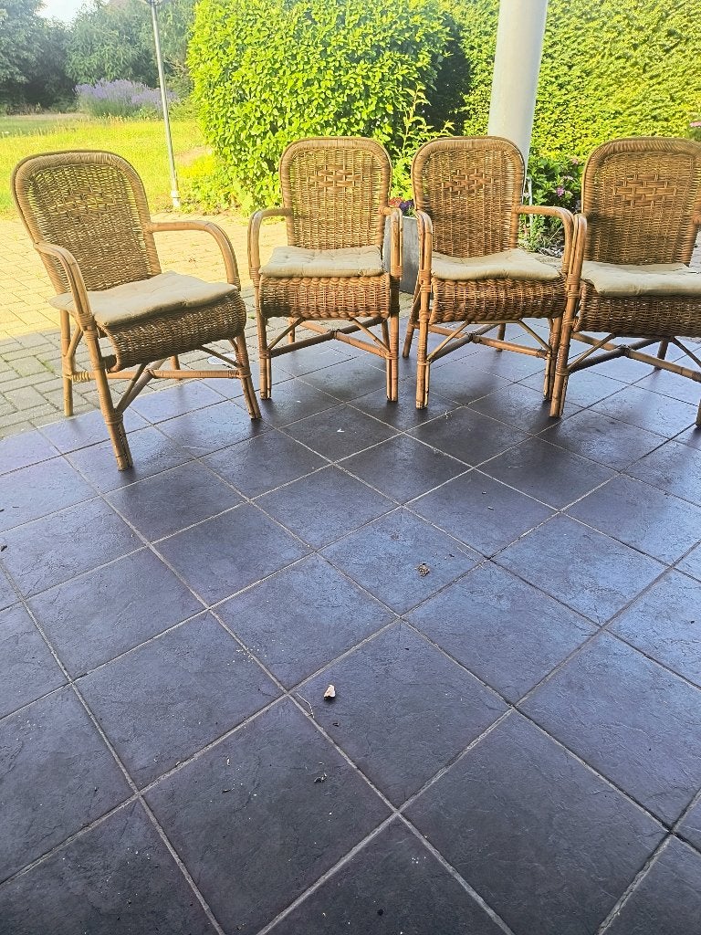 handgevlochten rotan terrasstoel, Tuin en Terras, Tuinstoelen, Ophalen, Gebruikt, Rotan