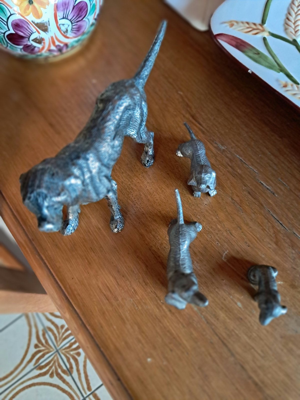 Famille chien bronze  argenté 20 euro, Enlèvement, Comme neuf