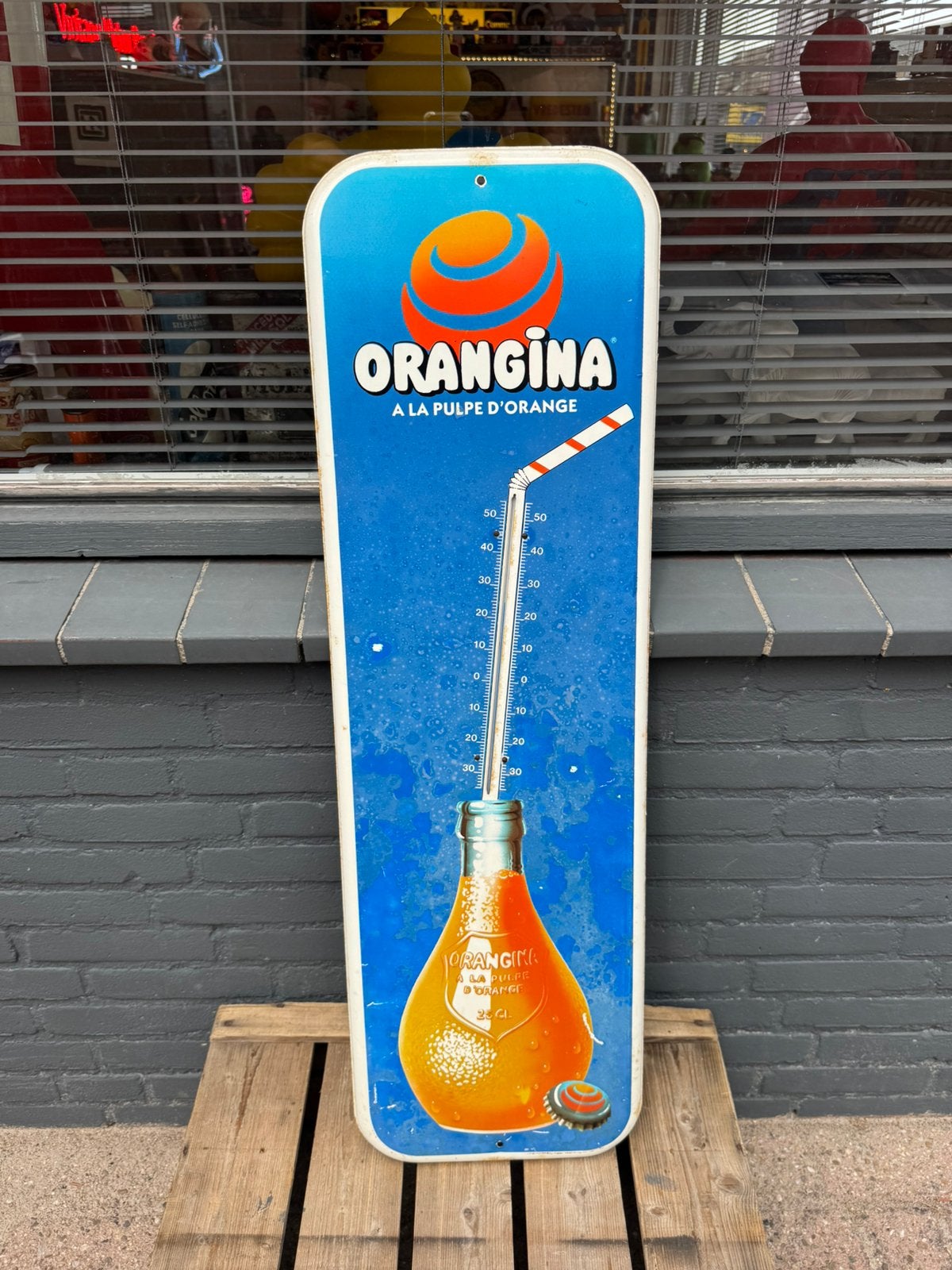 Ancien thermomètre publicitaire ORANGINA, Panneau publicitaire, Enlèvement ou Envoi, ., Utilisé