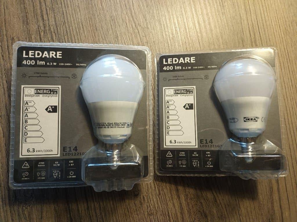 Twee nieuwe LED-lampen Ikea, Huis en Inrichting, Led-lamp, 60 watt of meer, E14 (klein), Nieuw