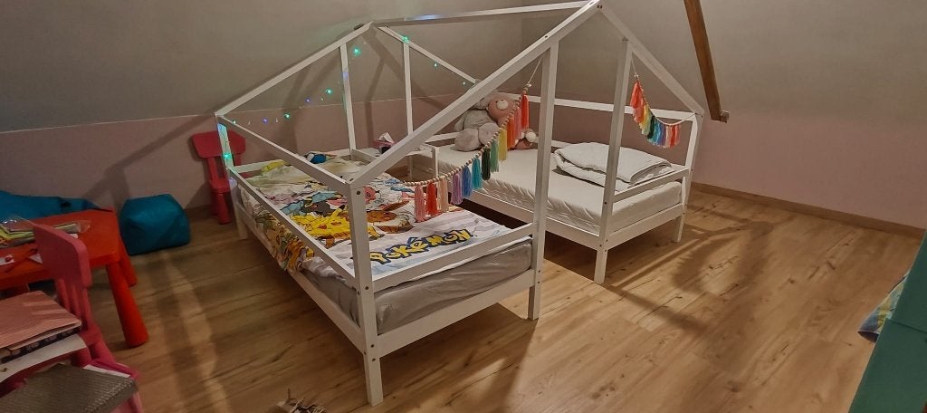 dubbel kinderbed 90x200, Gebruikt, 100 cm of meer, 180 cm of meer, Ophalen
