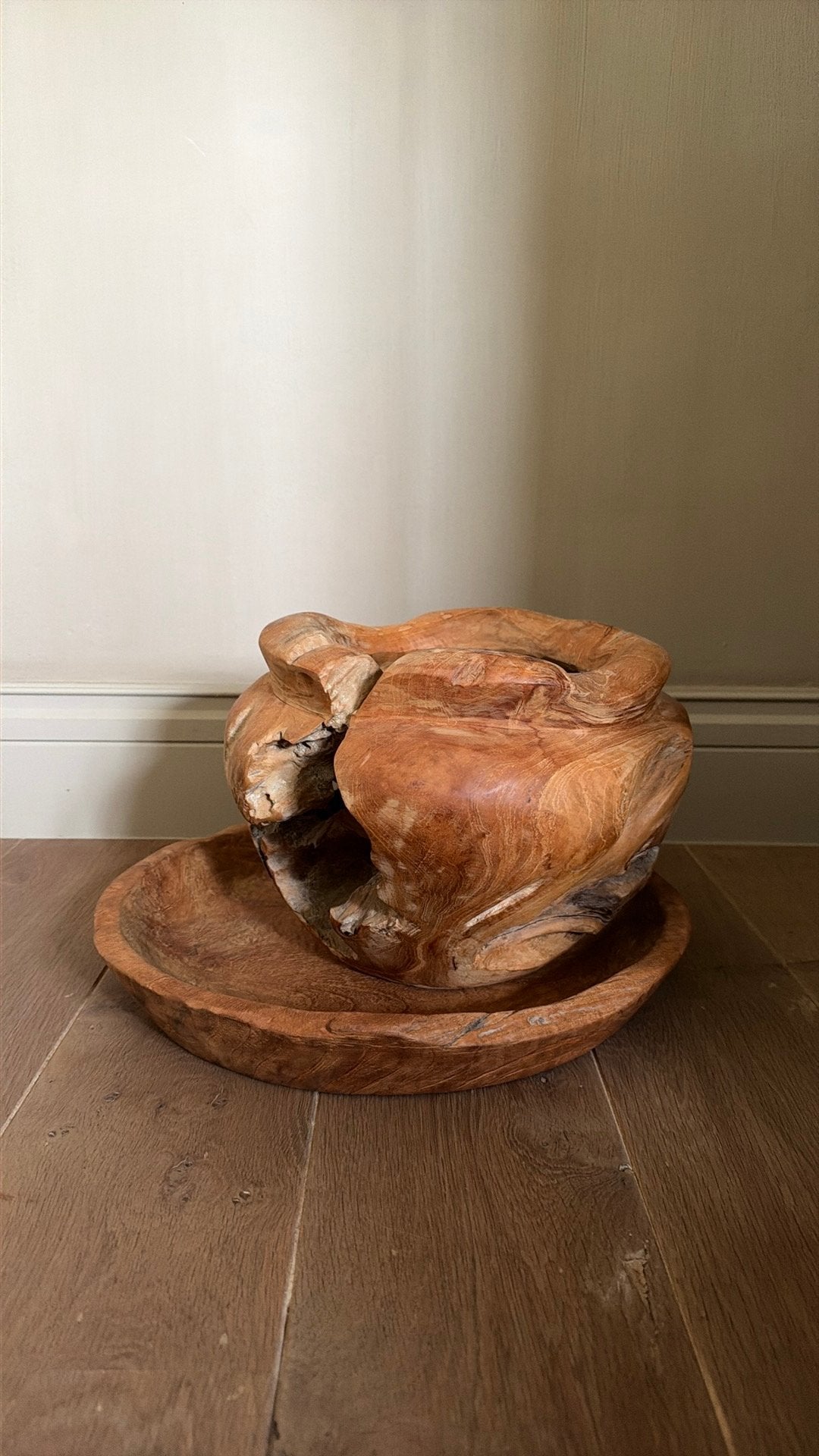 Bol et pot décoratifs en bois d'olivier, Enlèvement, Comme neuf, Balance