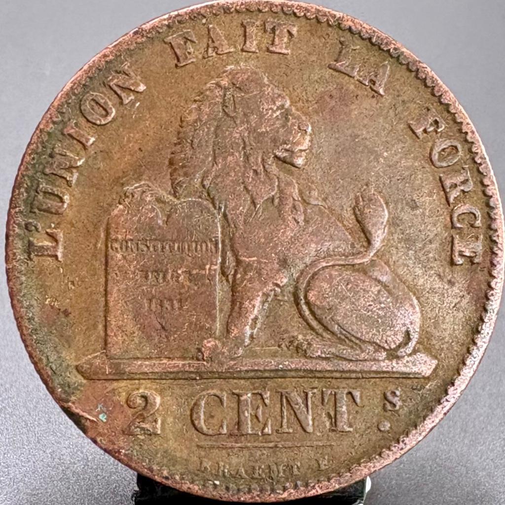 2 Centimes - Belgische Leeuw - Leopold II - 1876, Ophalen of Verzenden, Overig, Losse munt