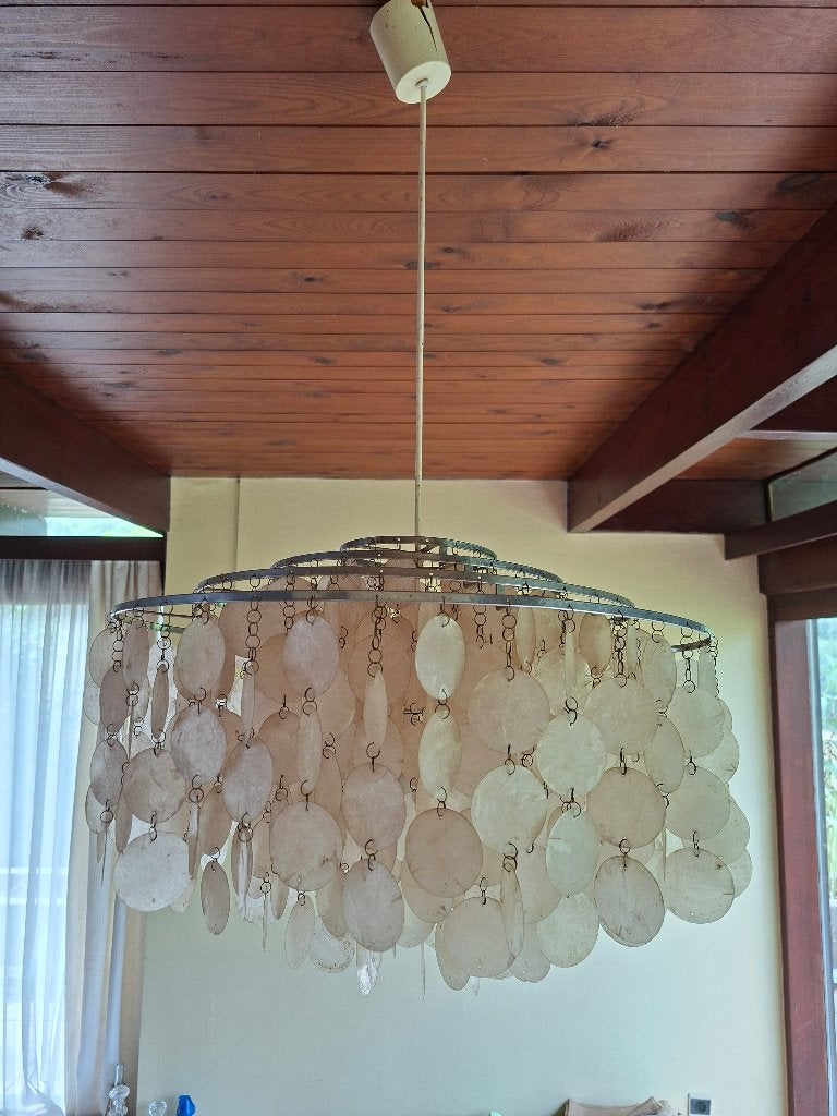 Lustre vintage en nacre, Maison & Meubles, Lampes | Lustres, Enlèvement, Utilisé, Autres matériaux