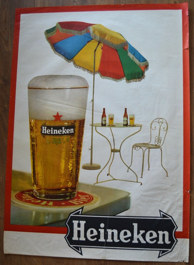 Groot Heineken affiche uit ca 1970, Verzamelen, Biermerken, Verzenden, Heineken