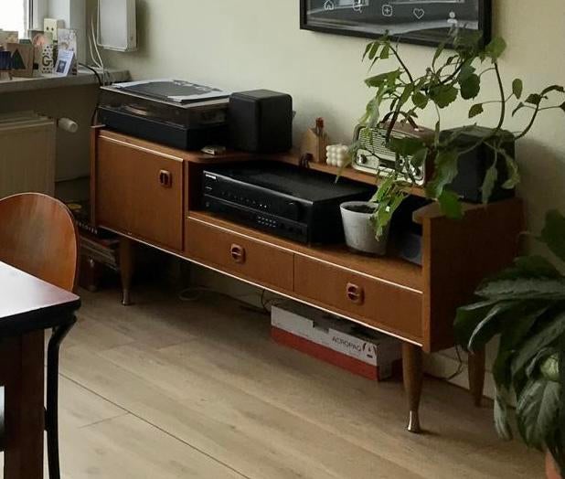 Scandinavisch teakhouten dressoir – jaren 60, Ophalen, Gebruikt, 150 tot 200 cm, Minder dan 100 cm