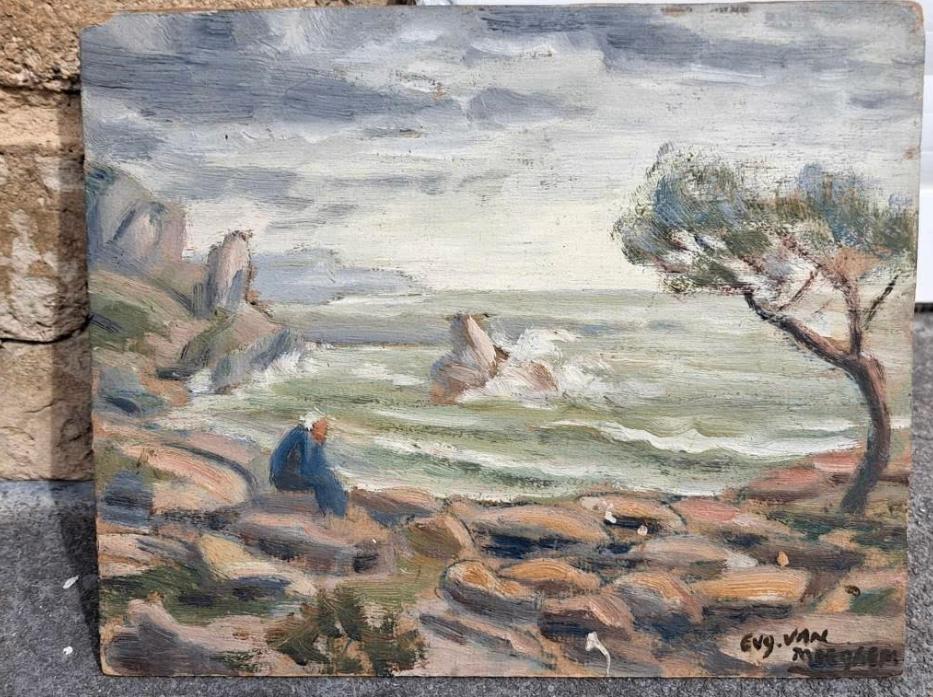 huile sur carton signe eugeen van mieghem, Antiquités & Art, Enlèvement ou Envoi