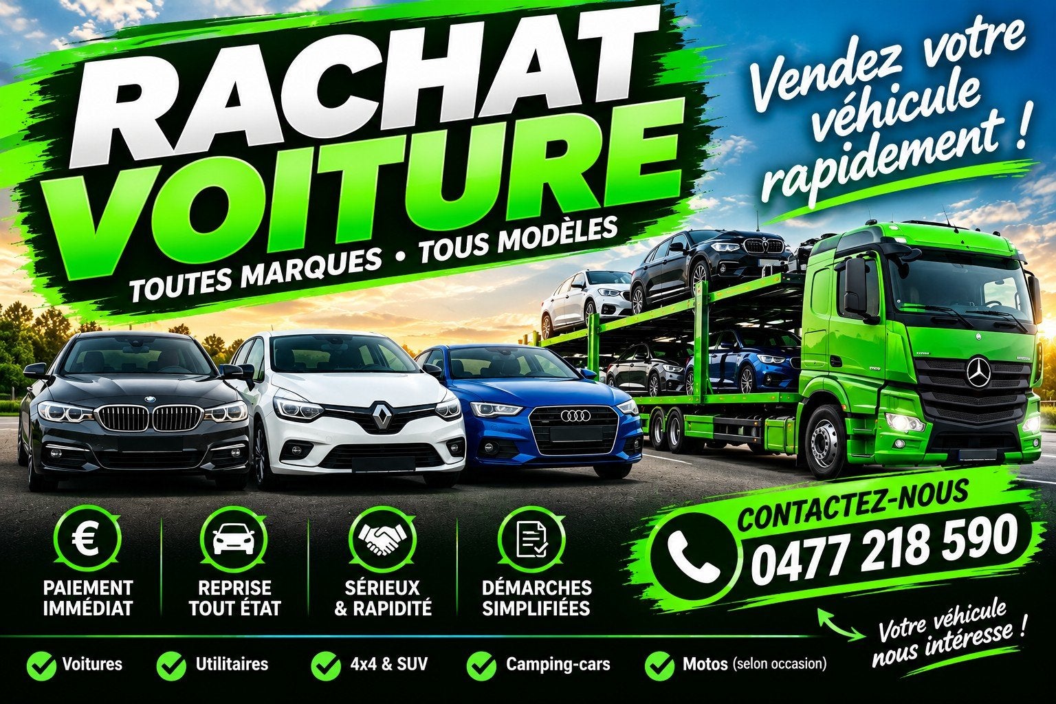 ! Achat Auto En Panne Accidentée Moteur HS Import Export !!, Envoi