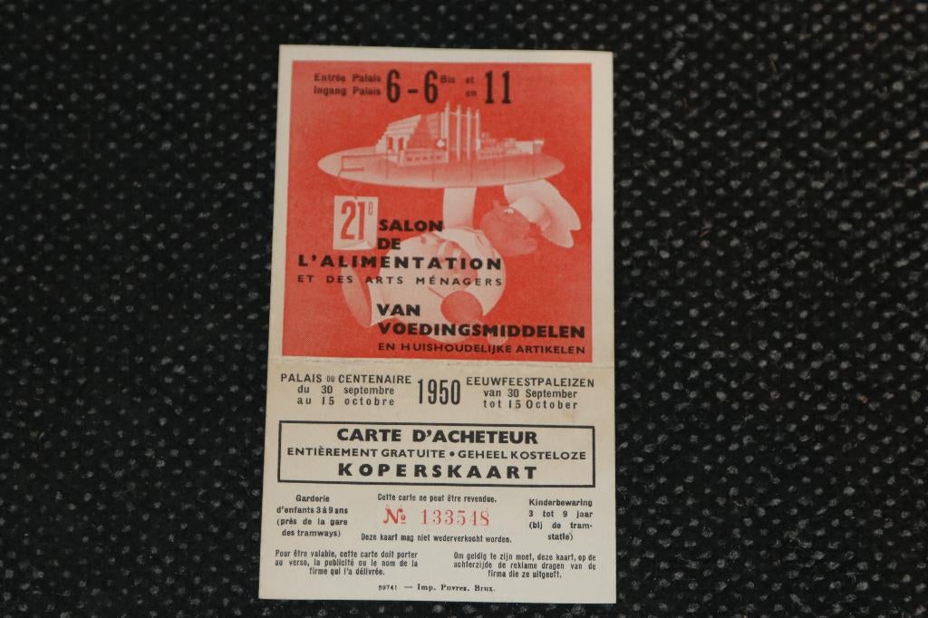 koperskaart  brussel 1950 salon voedingsmiddelen, Enlèvement ou Envoi