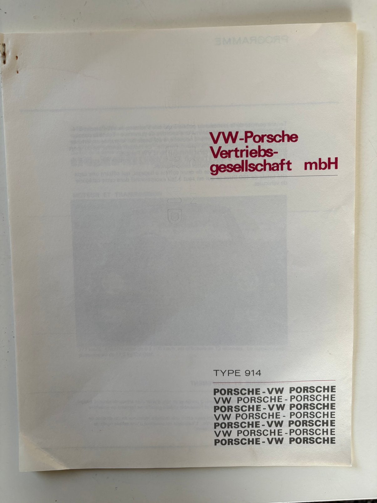 VW PORSCHE TYPE 914 vintage catalogus van Ieteren, Verzamelen, Ophalen of Verzenden, Zo goed als nieuw, Auto's