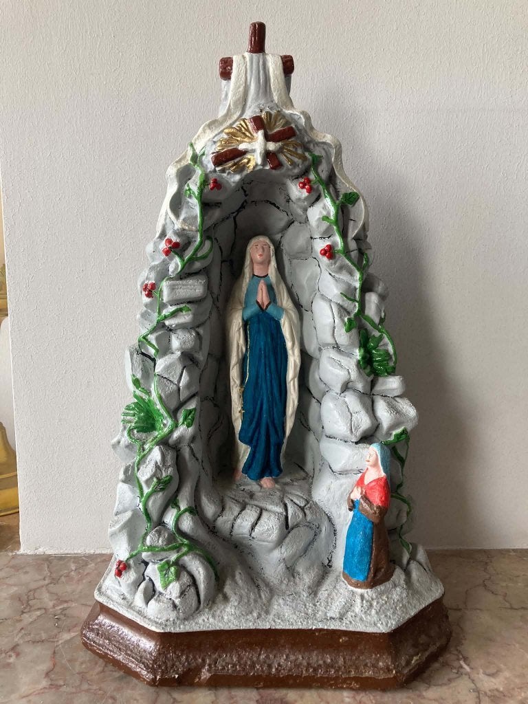 Groot beeld grot Lourdes Maria en Bernadette (43 cm), Ophalen, Gebruikt, Beeld(je), Christendom | Katholiek