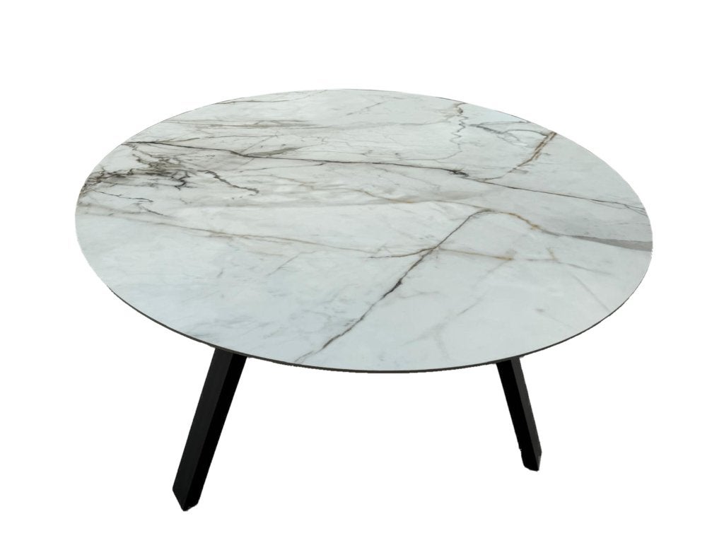 Keramische ronde eettafel 120 cm Calacatta marmerlook, Ophalen, Overige materialen, Gebruikt, Marmerlook (keramisch)