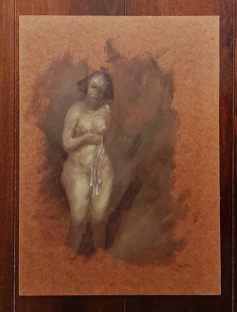 Schilderij/ Studie van Staand Naakt - Olieverf, Antiek en Kunst, Ophalen of Verzenden