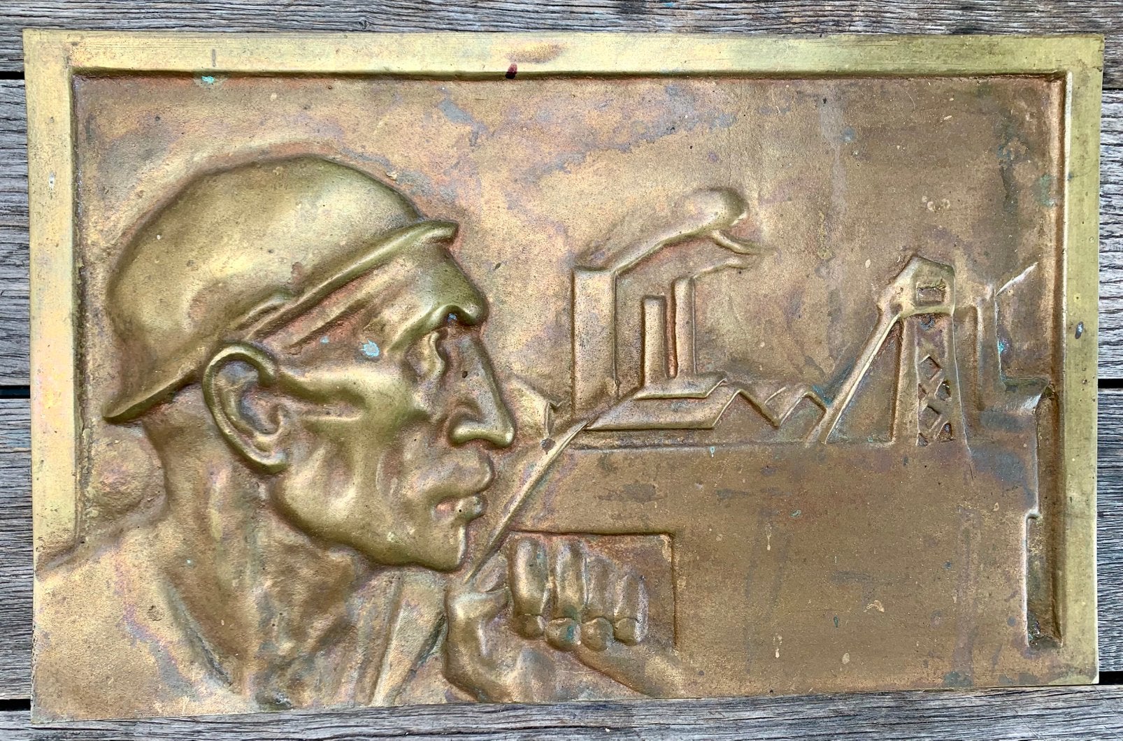 Mineur de mine de charbon, plaque de bronze, Enlèvement ou Envoi, Bronze