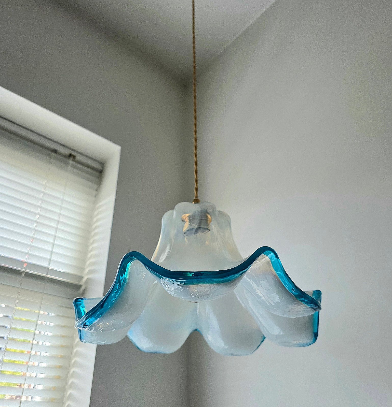 Vintage Franse opalineglazen hanglamp., Antiek en Kunst, Ophalen of Verzenden