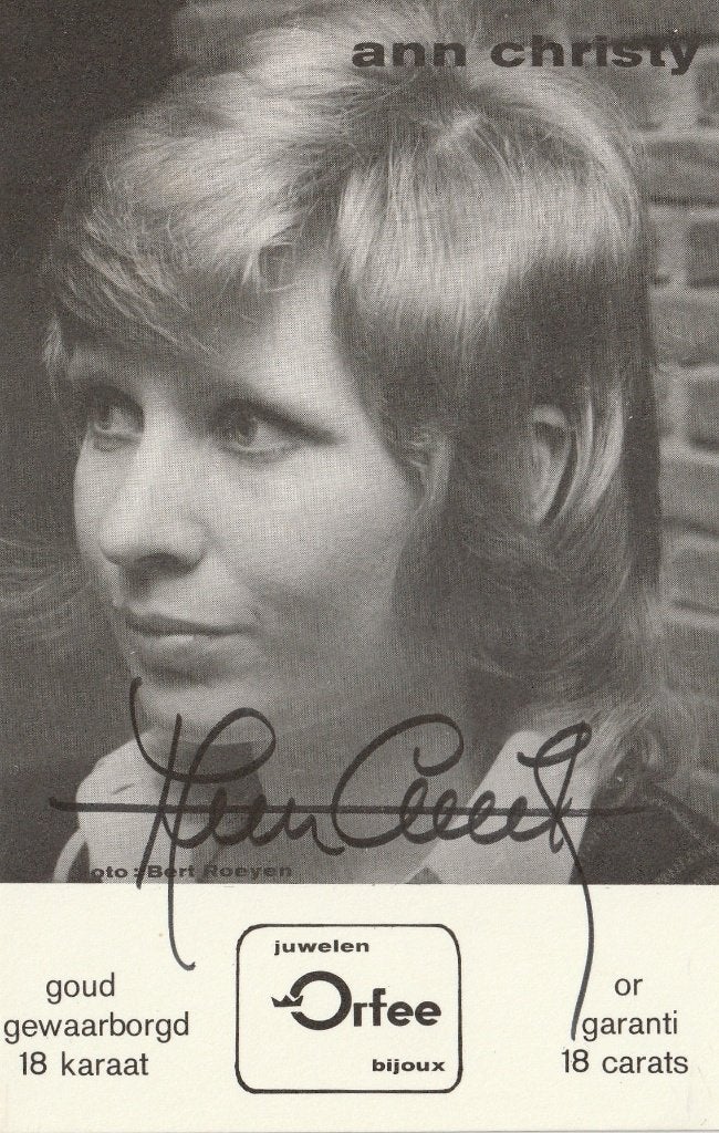 Ann Christy - foto met handtekening - 1974, Ophalen of Verzenden, Zo goed als nieuw, Foto of Kaart, Gesigneerd