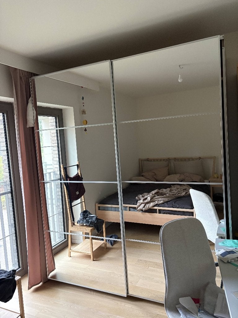 IKEA PAX kleerkast 200236 met AULI spiegel-schuifdeuren, 200 cm ou plus, Autres essences de bois, Enlèvement, Utilisé