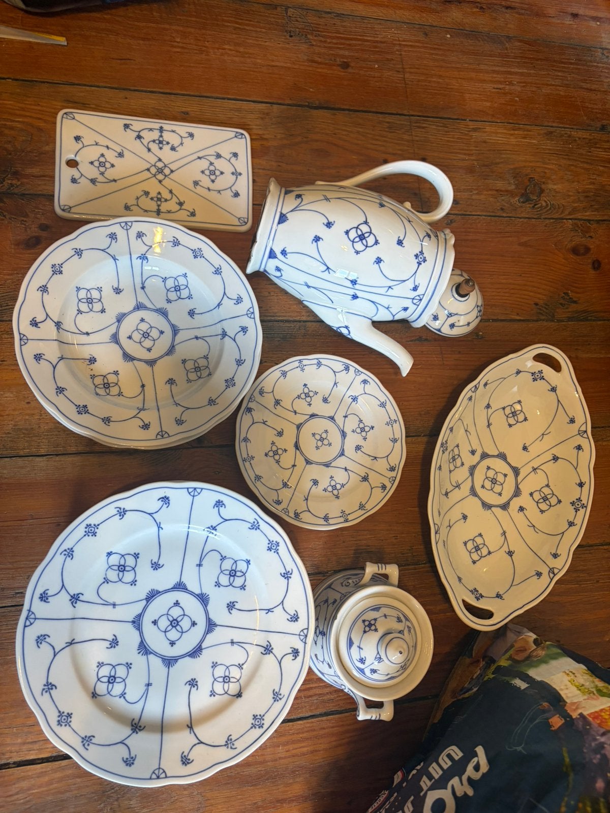 Service ancien Bavaria bleu et blanc – Style Blue Onion, Pierre/céramique, Enlèvement, Utilisé, Bleu