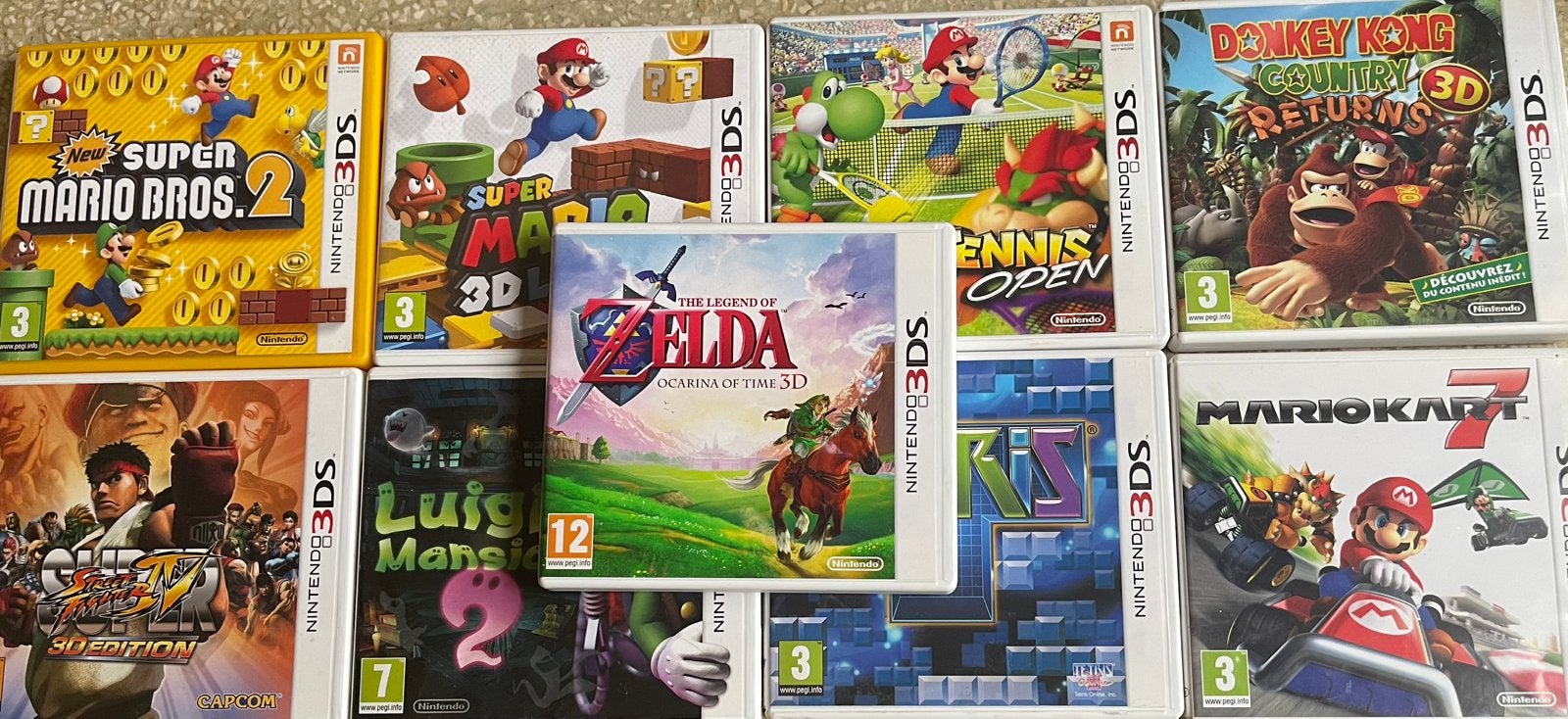 Partij van 9 originele Nintendo 3DS-spellen met doosjes, Postzegels en Munten, Ophalen