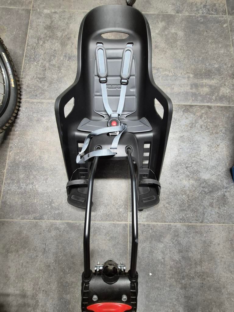 Siège vélo enfant Polisport + porte-bagages universel – comp, Repose-pieds, Comme neuf, Enlèvement, Polisport