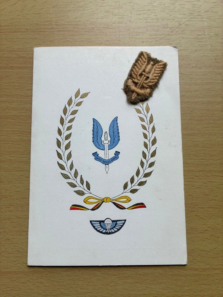 Wenskaart Belgian SAS + Kenteken., Verzamelen, Militaria | Algemeen, Verzenden