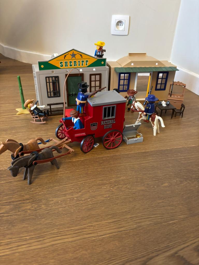 PLAYMOBIL 3037 NATIONALE BANK, KARRETJE EN TRANSPORTHUIS, Ophalen of Verzenden, Gebruikt