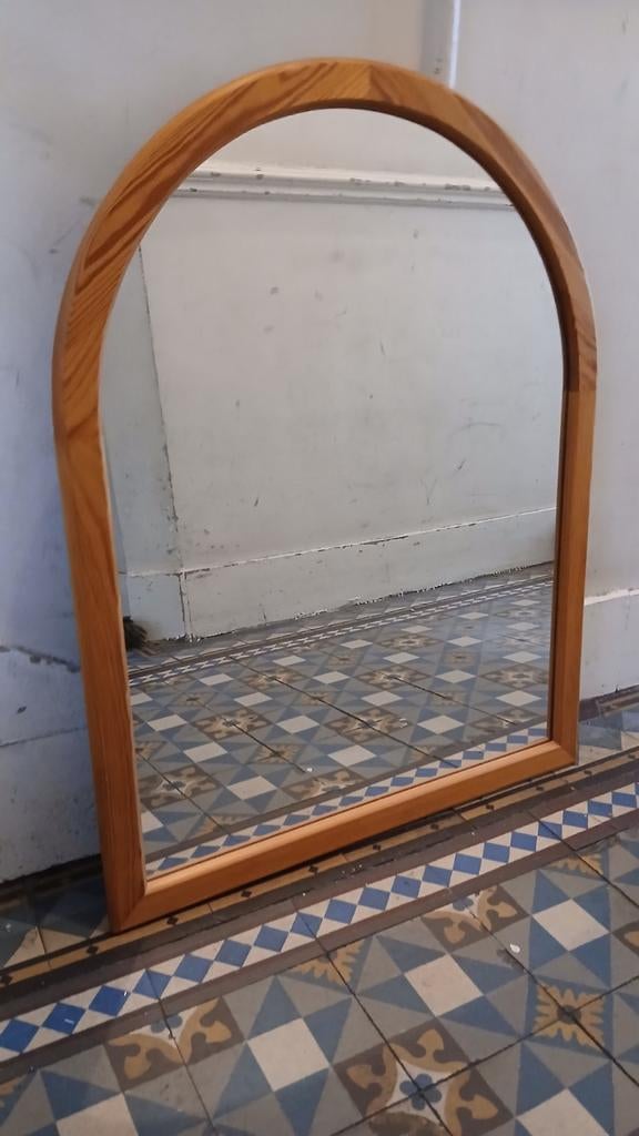 Houten spiegel 75x59cm, Antiek en Kunst, Ophalen